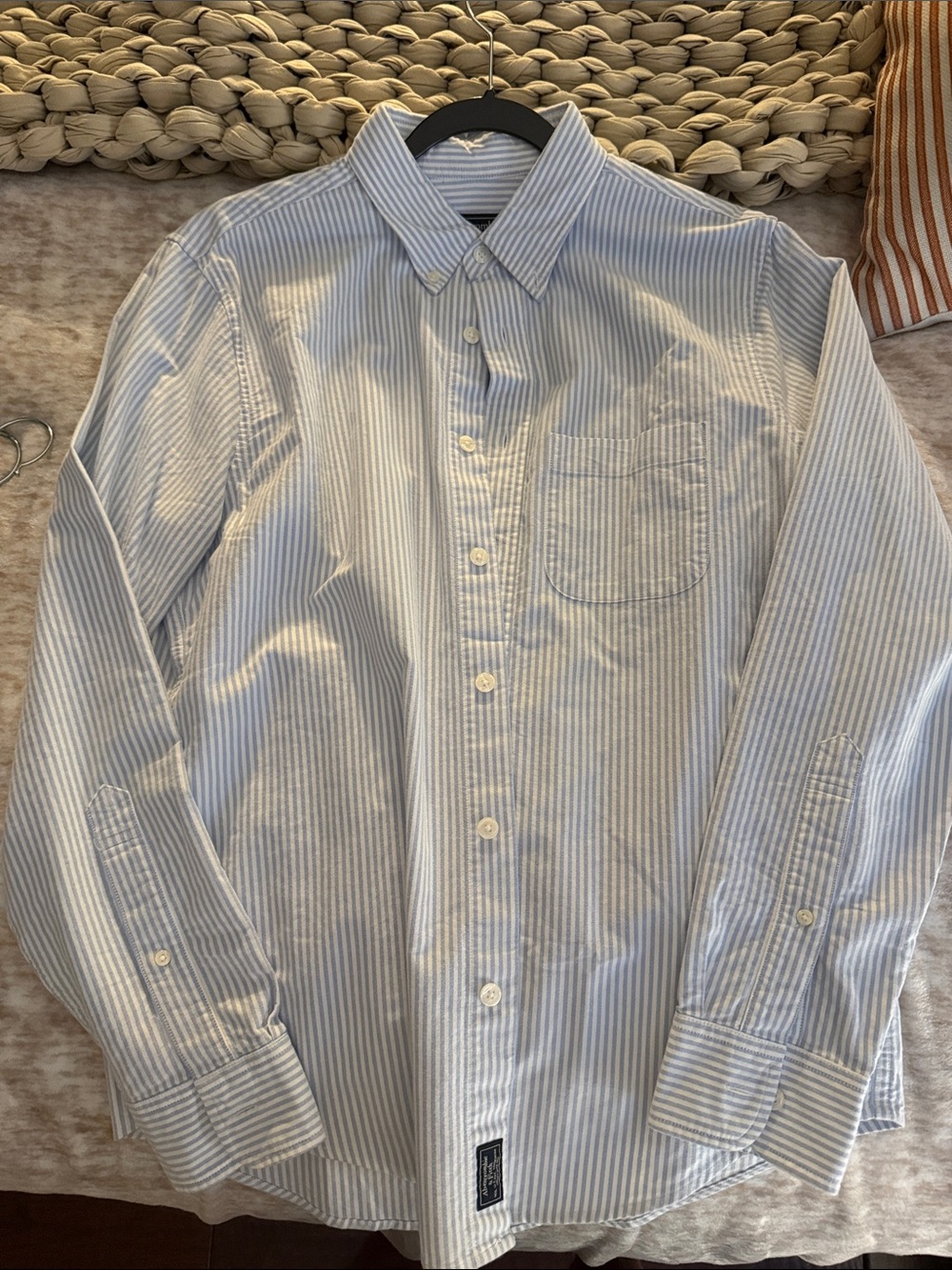 Abercrombie & Fitch Blue and White Stripe Button-Down Dress Shirt